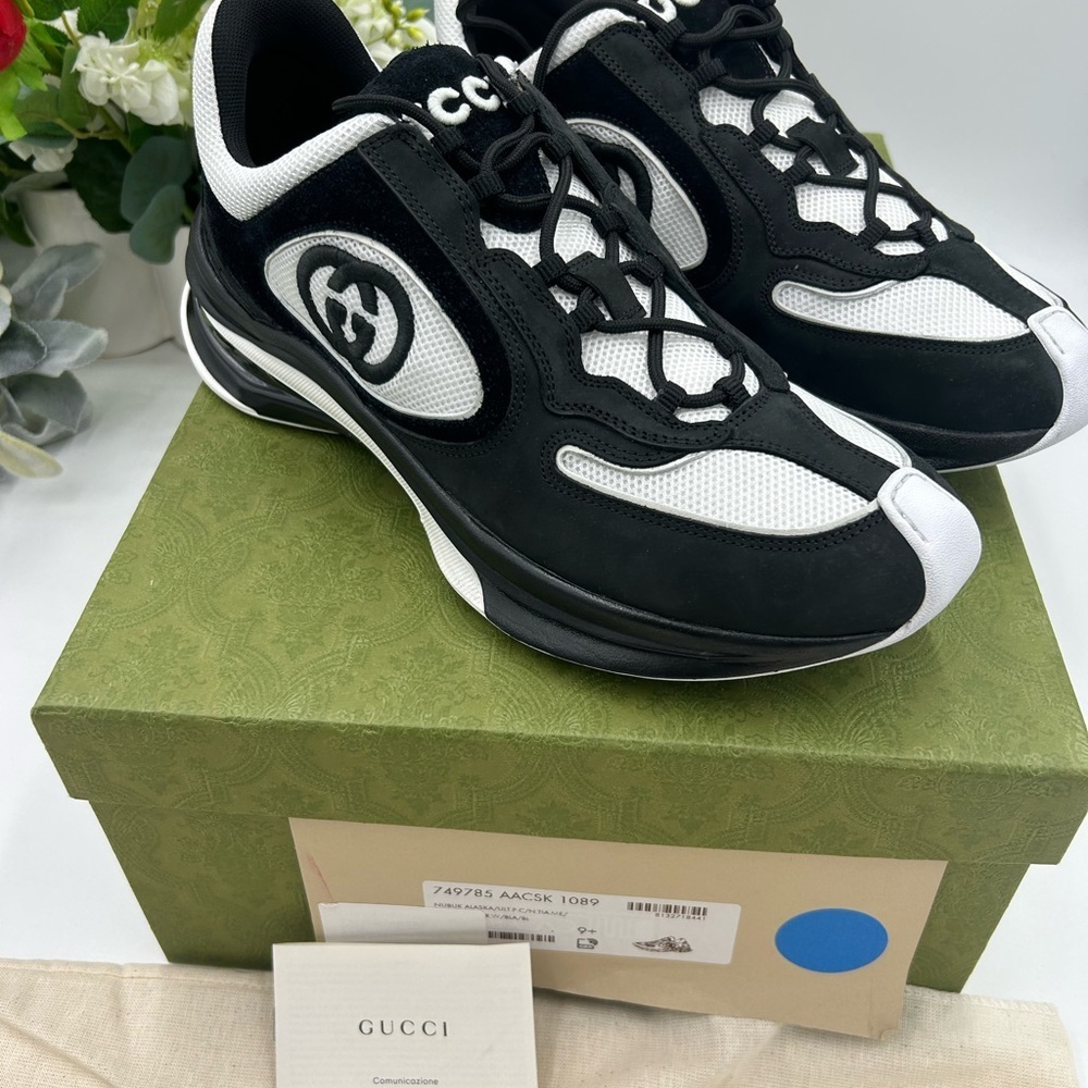 Mens Gucci GG run sneakers black suede size 9.5 made in Italy - Picture 11 of 11